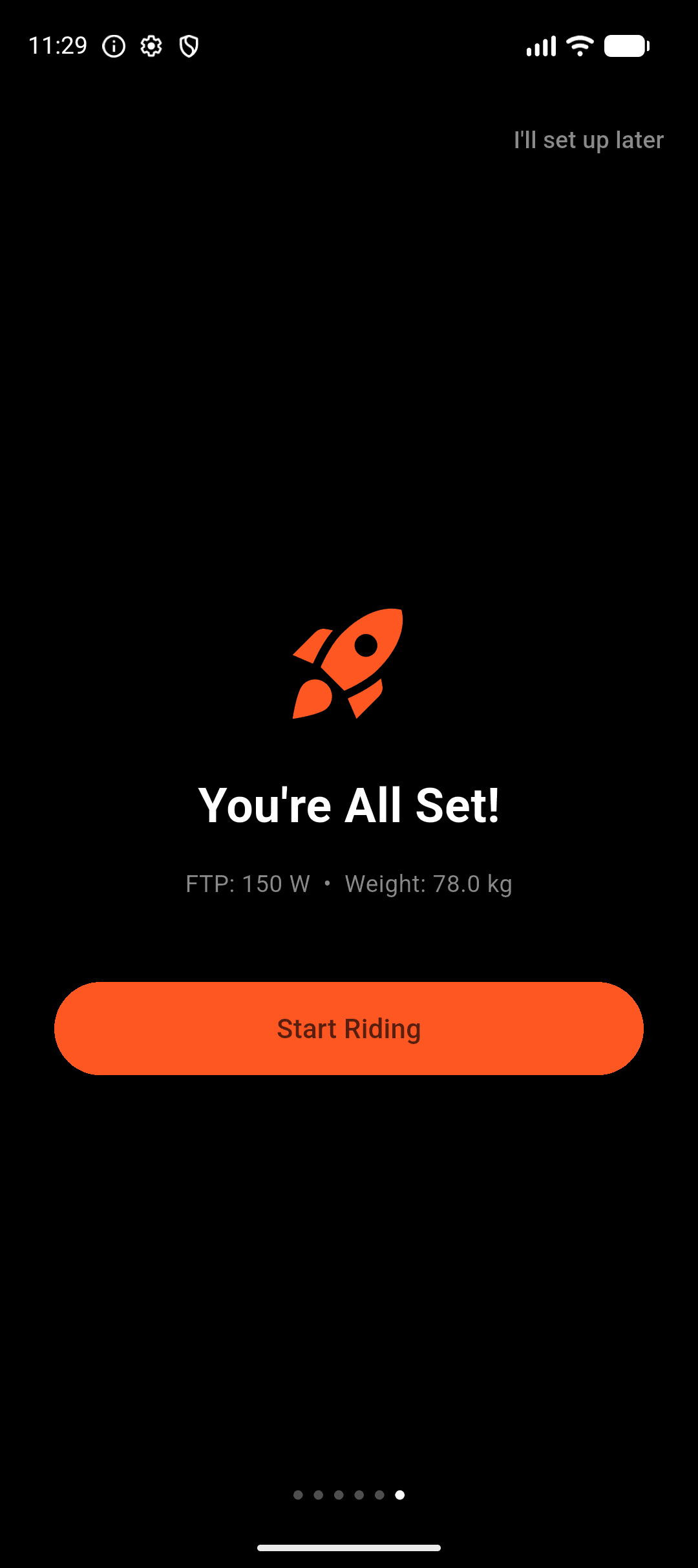 OpenBike setup screen